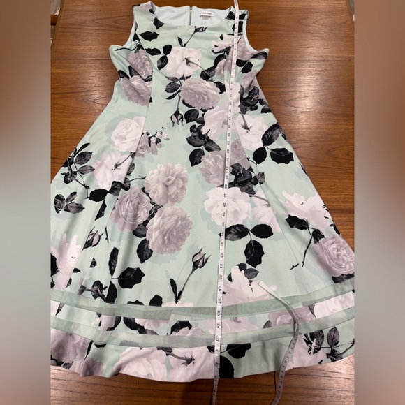 Calvin Klein Floral Print Illusion Hem Midi Dress Size 14 Spring Easter Church - Picture 10 of 10